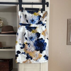 J. Crew Blue and Yellow Floral Pencil Skirt